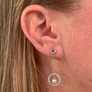 Akoya Pearl Earrings 14 KT White Gold 5.25 mm Certified $990 017544